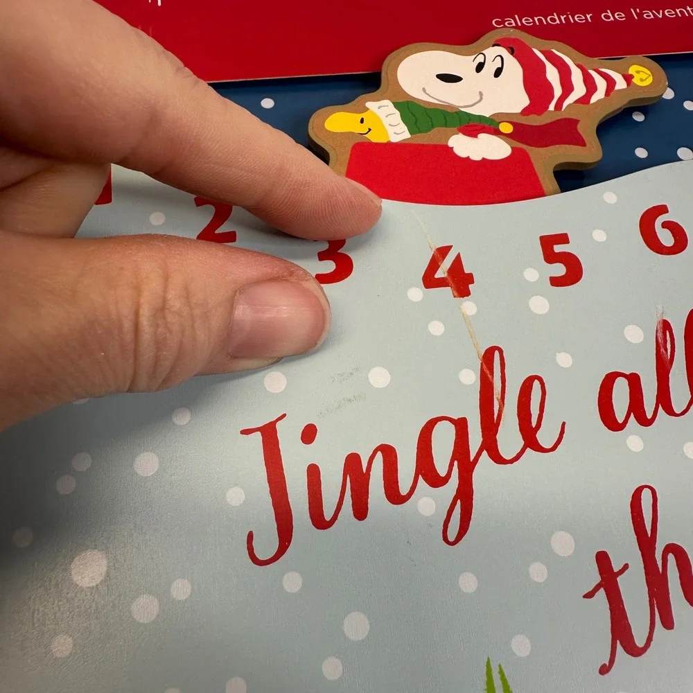 Hallmark Peanuts Sledding Snoopy Countdown to Christmas Advent Calendar Wood